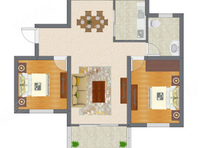 2室2厅 89.85平米户型图