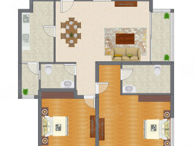 2室2厅 154.83平米户型图