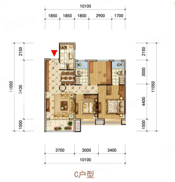 润兰之城3室2厅2卫104.18㎡南北130万
