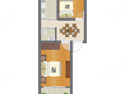2室1厅 28.12平米