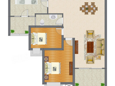 2室2厅 101.00平米户型图