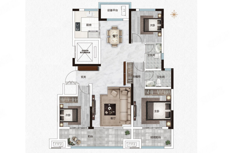 建业·滨河院子3室2厅2卫125㎡南74万