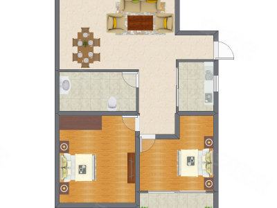 2室2厅 89.84平米户型图