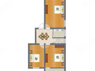 3室1厅 76.00平米