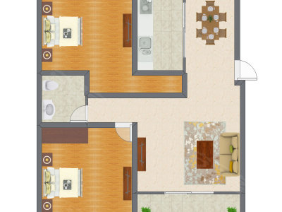 2室2厅 107.11平米户型图