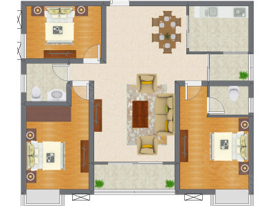 3室2厅 122.62平米户型图