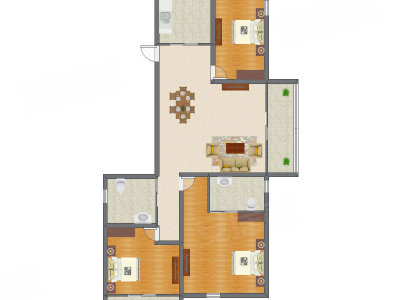 3室2厅 141.22平米户型图