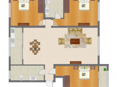 3室2厅 180.00平米户型图