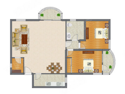 2室2厅 152.89平米户型图