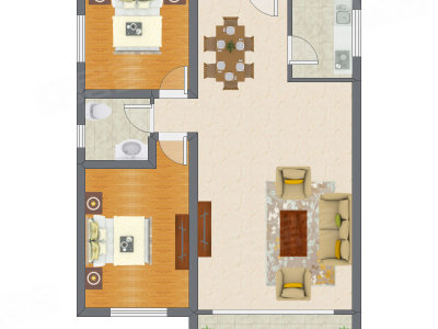 2室2厅 98.16平米户型图