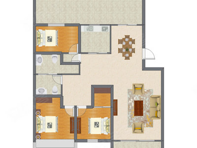 3室2厅 144.86平米户型图
