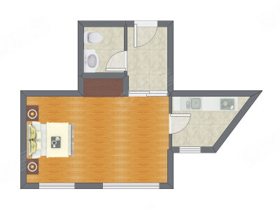 1室1厅 53.92平米