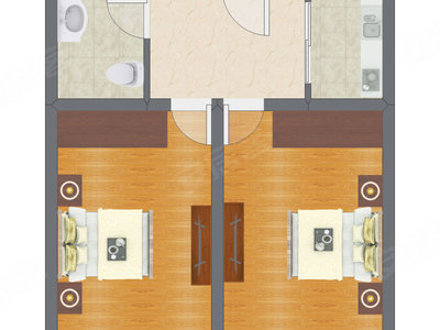 2室1厅 73.40平米