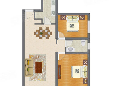 2室2厅 98.76平米户型图