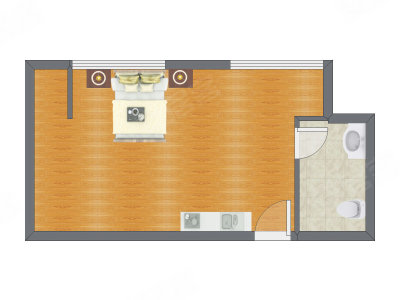 1室0厅 58.26平米户型图