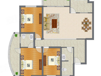 3室2厅 165.70平米户型图