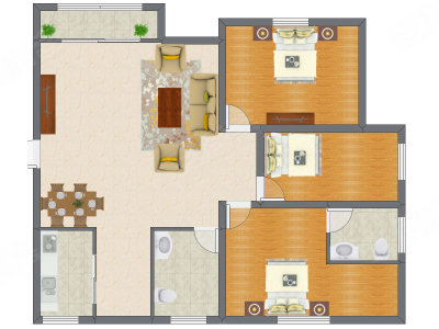 3室2厅 101.79平米