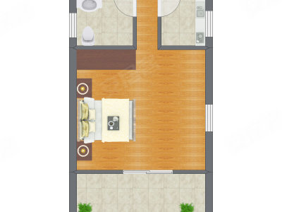 1室0厅 28.48平米户型图