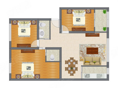 3室2厅 110.26平米户型图