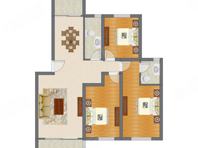3室2厅 127.61平米户型图