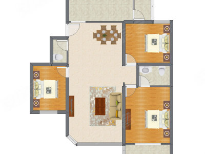 3室2厅 136.80平米
