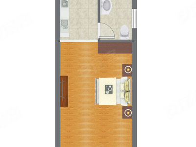 1室0厅 28.06平米户型图