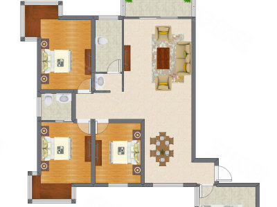 3室2厅 132.20平米