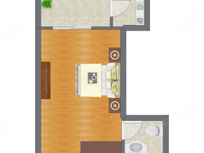 1室0厅 41.81平米户型图