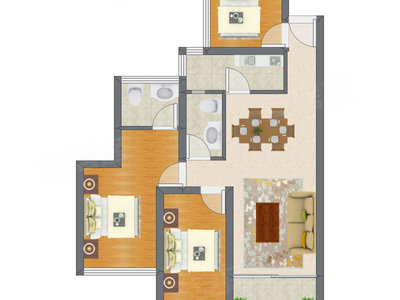 3室2厅 73.76平米