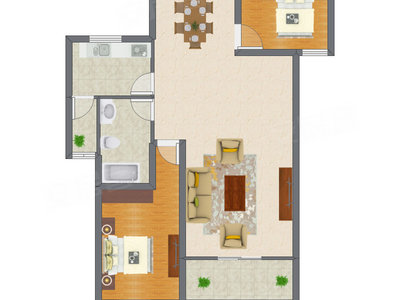 2室2厅 79.95平米户型图