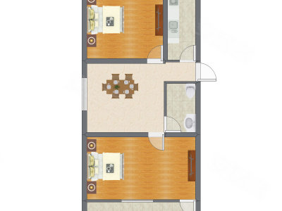 2室1厅 46.83平米