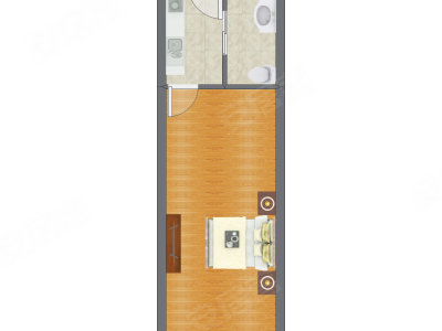 1室0厅 37.76平米户型图