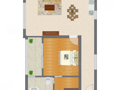 1室2厅 85.48平米户型图