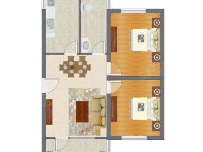 2室2厅 81.90平米户型图