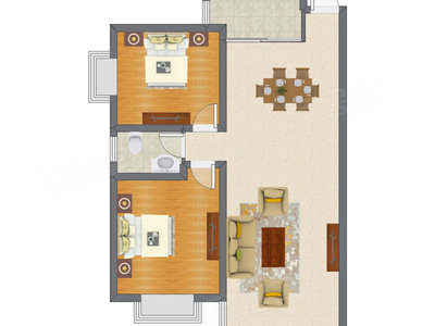 2室2厅 96.08平米户型图