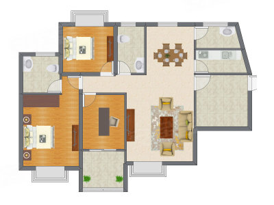 3室2厅 123.40平米