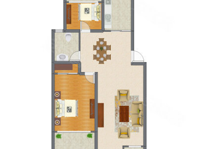 2室1厅 78.45平米户型图