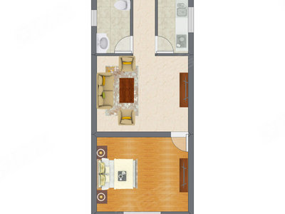 1室1厅 47.90平米