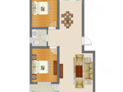 2室2厅 86.63平米户型图