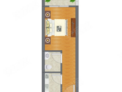 1室0厅 29.74平米户型图