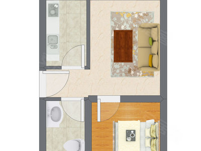1室1厅 20.38平米户型图