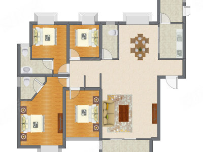 4室2厅 133.00平米户型图