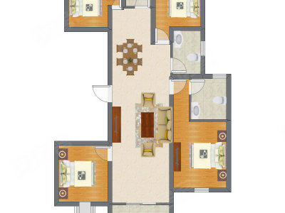 2室2厅 73.83平米户型图