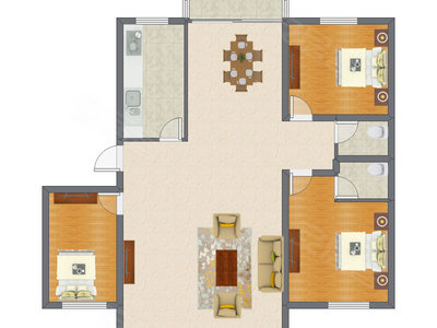 3室2厅 146.80平米户型图