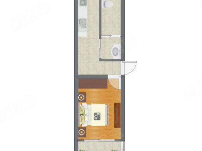 1室0厅 25.53平米户型图
