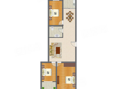 3室2厅 132.12平米户型图