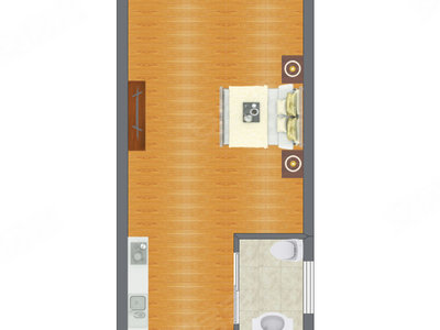 1室0厅 30.72平米户型图