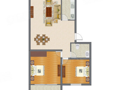 2室1厅 83.15平米户型图