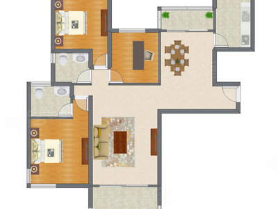 3室2厅 150.24平米