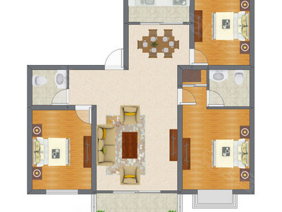 3室2厅 108.98平米户型图